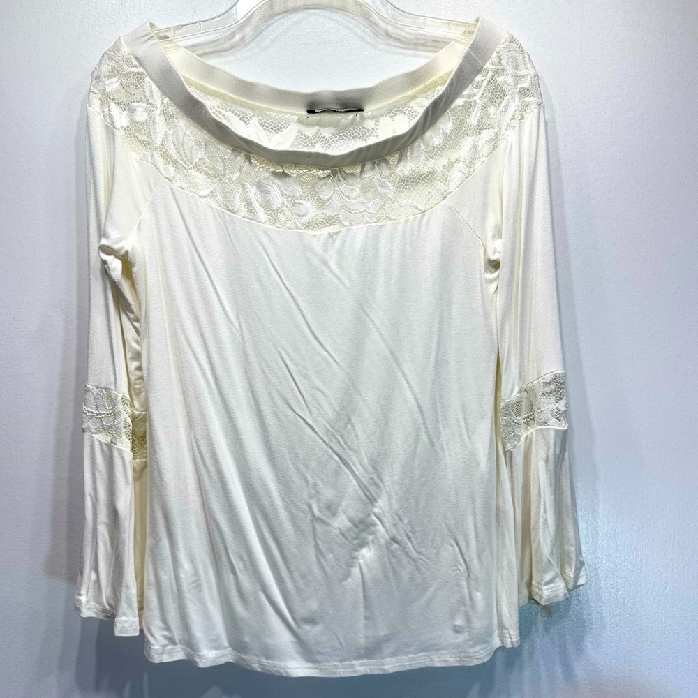 Cream Boho Knit and Lace Top YOINS Your Inspiration Bell Sleeves Prairie Hippie